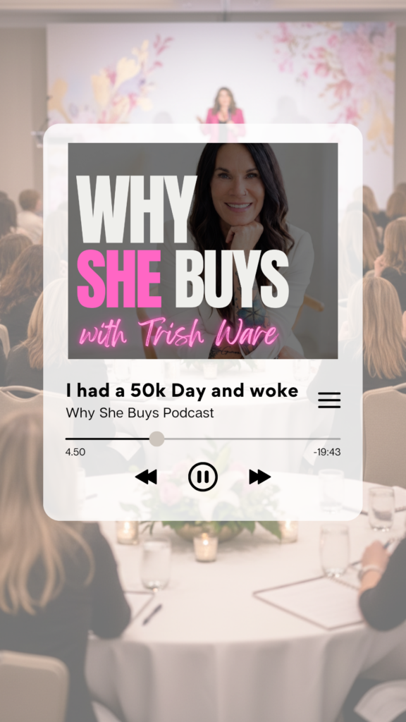 Trish Ware, host of Why She Buys podcast, business coach for women entrepreneurs who sell to moms